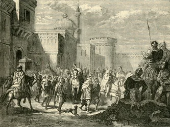 Saracenerna lämnar Narbonne, återställd till frankerna, 737AD, 1890.