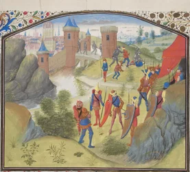 Belägringen av Antiokia. Miniatyr från Historia av William av Tyrus, 1460-talet