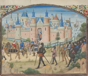 The Siege of Tyre, 1124. Miniatyr från Historia av Vilhelm av Tyrus, 1460-talet