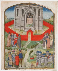 Templet i Jerusalem, från Postilla Litteralis Literal Commentary..., 1450-75.