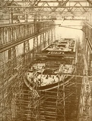 The White Star Liner Doric under konstruktion, c1930.