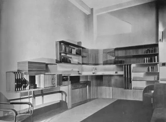 Lägenheten till Ben Herzberg, New York. Designad av Howe och Lescaze, 1933