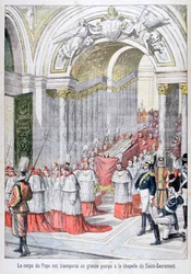 Påven Leo XIII:s kropp transporterades till Saint-Sacrement-kapellet, Vatikanen, 1903