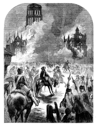 Brännandet av St Pauls Cathedral under den stora branden i London, c1902