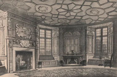 Den cirkulära matsalen, Longford Castle, Wiltshire, 1915.