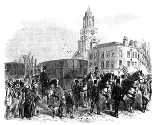 Transporten av australiensiskt guld från East India docks till Bank of England, London, c1888