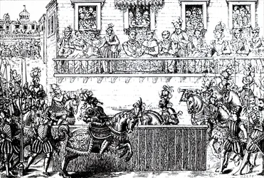 Den dödliga såringen av kung Henrik II av Frankrike.