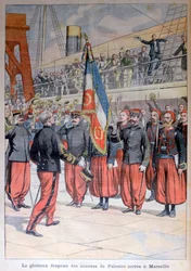 Den ärorika flaggan för zouaverna i Palestro anländer till Marseille 1903