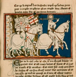 Den store kungen på en vit häst. Miniatyr från: Apocalypse de saint Jean, ca 1320.