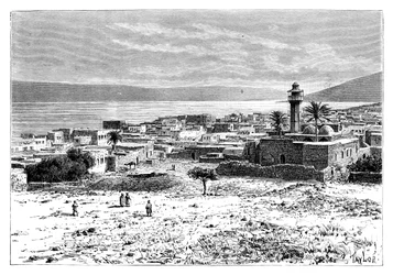 Sjön och staden Tiberias, Israel, 1895