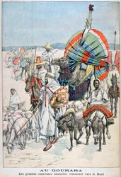 De stora årliga karavanerna på väg norrut, Gourara, Algeriet, 1903