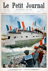 Lanseringen av pansarkryssaren Leon Gambetta, Frankrike, 1901