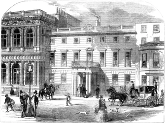 Krigsdepartementets nya kontor, Buckingham House, Pall Mall, London, 1855