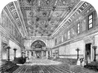 Det nya statliga balrummet på Buckingham Palace, 1856