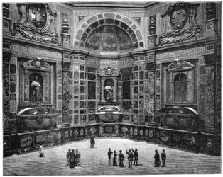 Graven till den siste i Medici-familjen, San Lorenzo-basilikan, Florens, Italien, 1882
