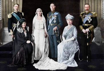 Bröllopet mellan hertigen av York och Lady Elizabeth Bowes-Lyon, 1923.
