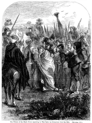 Den svarte prinsens änka vädjar till Wat Tyler om skydd mot pöbeln, 1381
