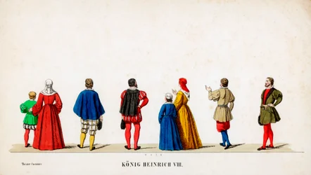 Teaterkostymdesign för Shakespeares pjäs Henry VIII, 1800-talet