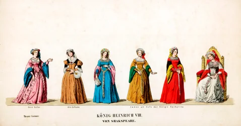 Teaterkostymdesign för Shakespeares pjäs Henry VIII, 1800-talet