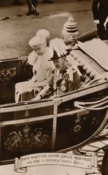 Deras Majestät Silverjubileum 1910-1935. Kungen och drottningen på Temple Bar, 1935.