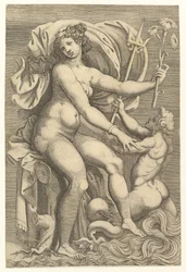 Thetis Sittande med en Triton, 1500-talet.