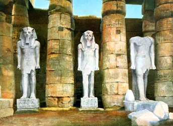 Tre statyer av Ramses II, Luxor, Egypten, 1900-talet