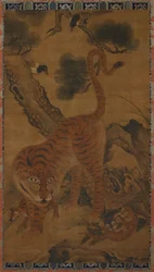 Tiger med ungar och skator, 1400-tal.