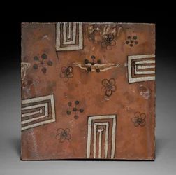 Kakel: Red Oribe Ware, Plattform för te på sommaren, ca. 1600.