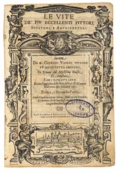 Titelsida från: Giorgio Vasari, The Lives of the Most Excellent Italian Painters, Sculptors, 1568.