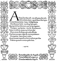 Titelsidan för Kalendarium av Regiomontanus, 1476, 1893