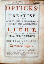 Titelsidan för Opticks av den engelske vetenskapsmannen och matematikern Isaac Newton, 1794