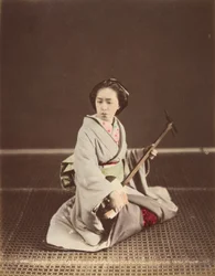 "Tokyo Geisha med Shamisen", 1870-talet.