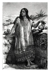 Toltekisk flicka, Mexiko, 1800-talet