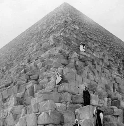 Tourists Corner, den stora pyramiden i Giza, Egypten, 1900-talet
