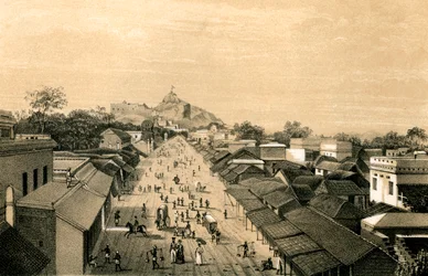 Staden och fortet Trichinopoly, Indien, 1847