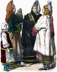 Traditionell rysk dräkt, c1850