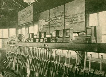 Tågrörelsediagram i Signal-Box, Metropolitan Railway, 1930.