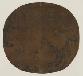 Resenärer under pilträd, Yuan- eller Mingdynastin, 1279-1644.