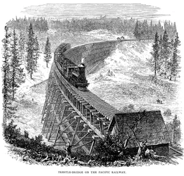 Trestle Bridge på Union Pacific Railroad, USA, 1876