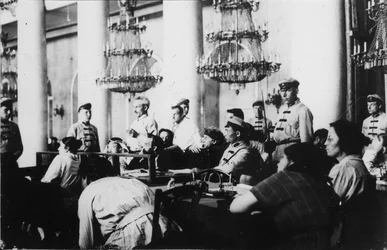 Rättegången mot ledarna för Socialist-revolutionära partiet, Moskva, Ryssland, augusti 1922