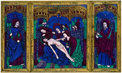 Triptyk, champlevéemalj på koppar, 1500-talet, 1931