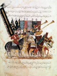 Trupp ryttare vid en religiös ceremoni, c1240