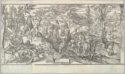 Turkiska soldater i vila från frisen Ces Moeurs et fachons de faire de Turcz Customs ..., 1553.