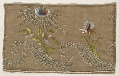 Två fragment av broderier, 1700-tal.