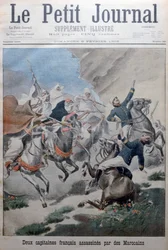Två franska armékaptener attackerade och dödade av marockaner, Marocko, 1902