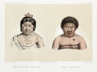Två Guaycuru kvinnor, Sydamerika, c 1843-1847