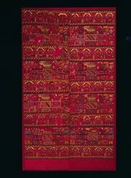 Två gobelängvävda panelfragment, 1000-1460-tal.
