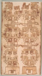 Två textilfragment med flänsade huvuden, 500-200 f.Kr.