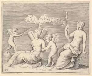 Two Women and Two Cupids, publicerad ca. 1599-1622.