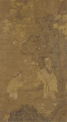 Två pojkar som leker med dockan av ett lejon, Mingdynastin, 1400-1500-talet.